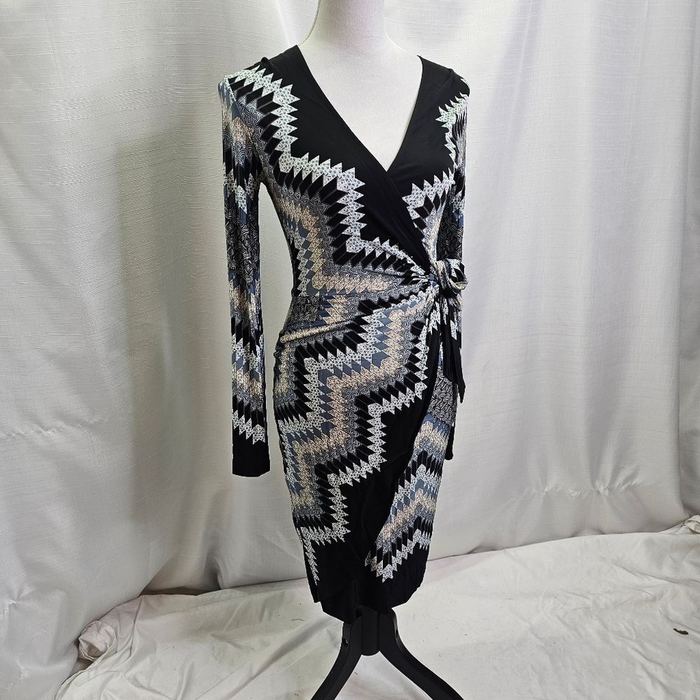 Cache Geometric Print Wrap Dress Size Xs - image 2
